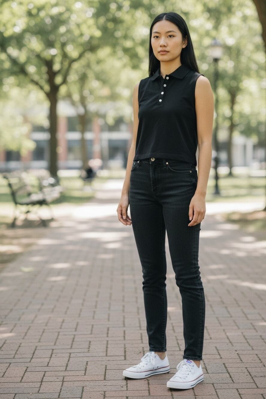 New NWT kinsley + Zoey Aga black collard sleeveless polo size small